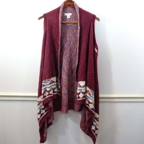 Entro Open Front Sleeveless Cardigan Vest Boho Southwest Aztec Size L Soft Cozy - Picture 1 of 9